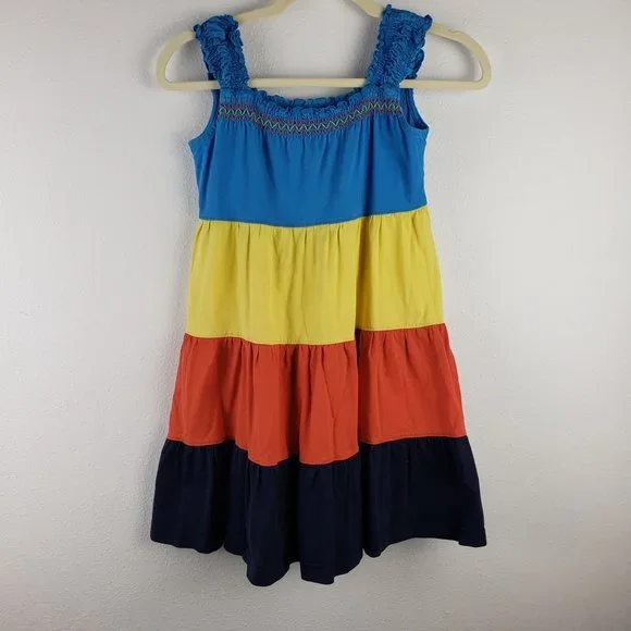 Hannah Anderson Girl's Size 120 Twirl Colorblock Dress Tank Sleeve 100% Cotton - Picture 1 of 7